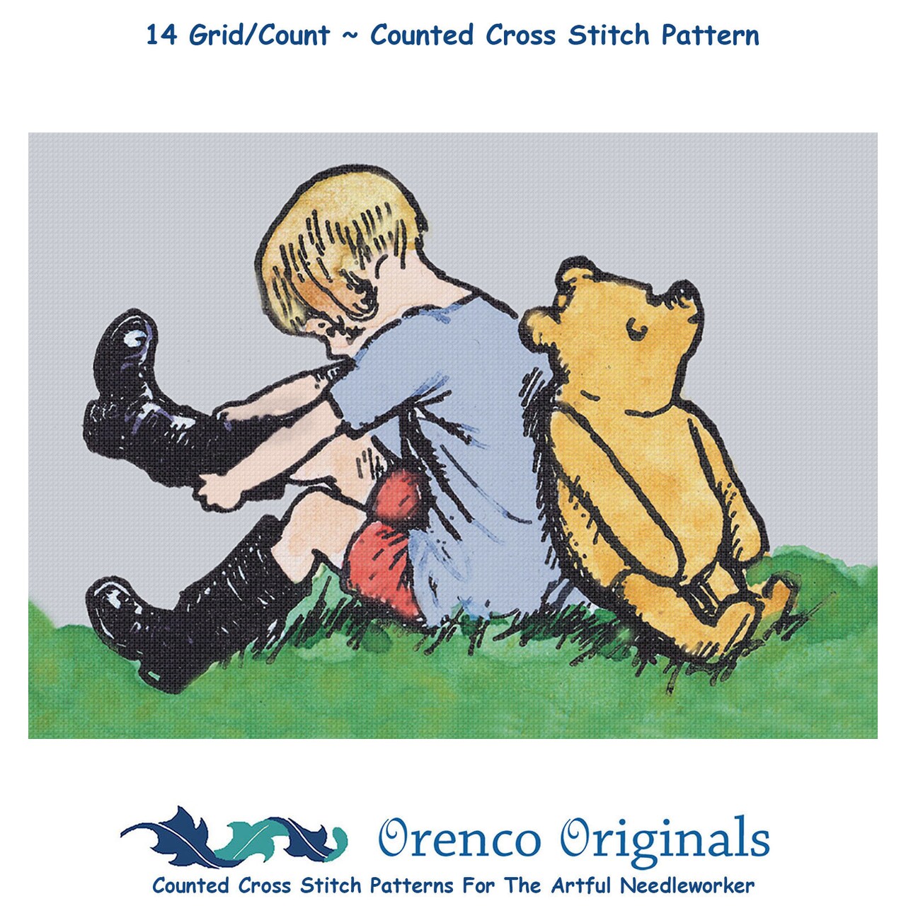 Pooh Bear and Christopher Robin Counted Cross Stitch Pattern